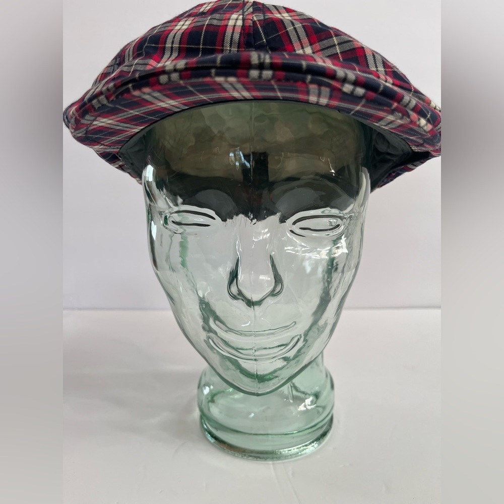 VINTAGE BEN SHERMAN PLAID NEWSBOY  (BLACK, RED AND WHITE) CAP